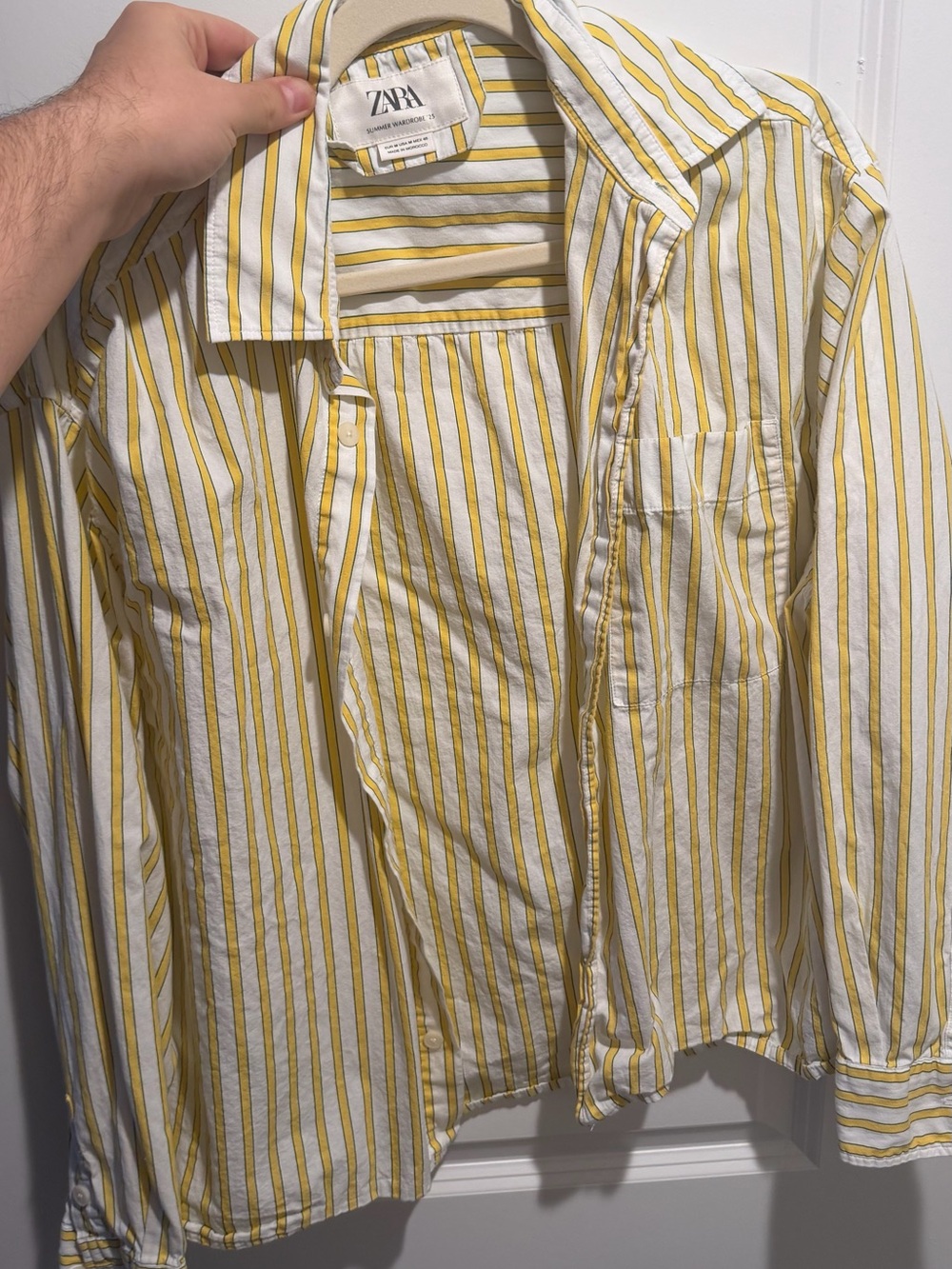 Zara Men’s Yellow & White Striped Lightweight Shirt Jacket